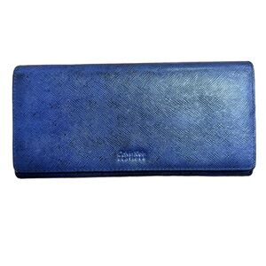 Calvin Klein Platinum Blue and Black Saffiano Leather Wallet